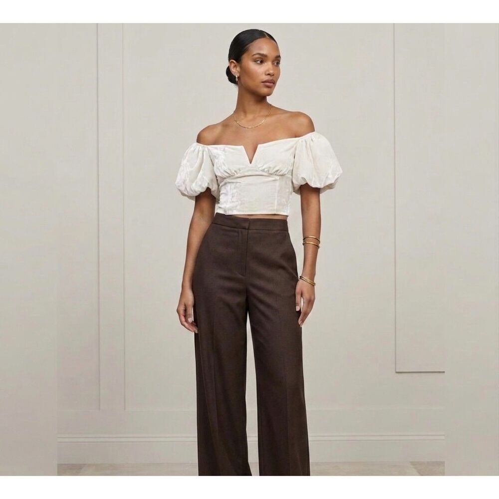 Reformation Amina Velvet Top Size 8 Fior Di Latte Corset Bodice Romantic
